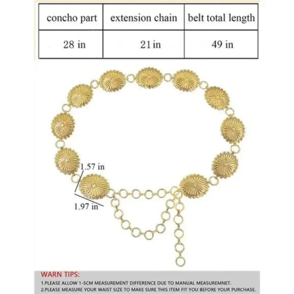 TOPACC Metal Chain Belt for Women Waist chains for Dresses Jeans Western Cowgirl